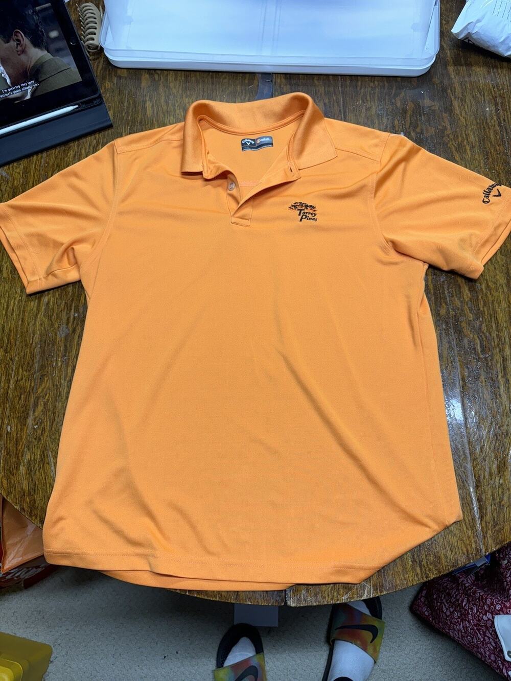 Callaway Opti-Dry Large Orange Poly Golf Shirt Torrey Pines Logo